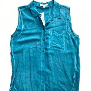 Young Fabulous & Broke  YFB Long Sleeveless Button Shirt Blue